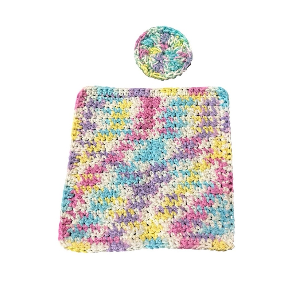 NEW crochet dish washing set 1 cotton wash cloth 1 dish scrubby handmade